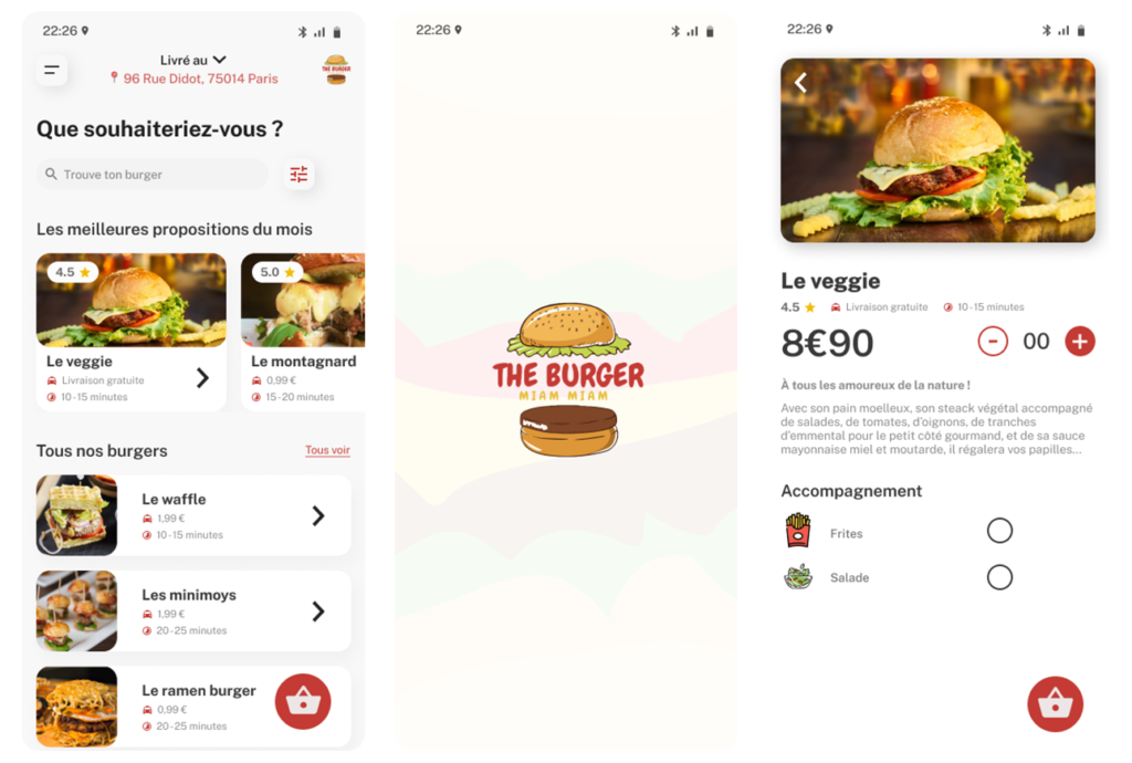 Aperçu app burger